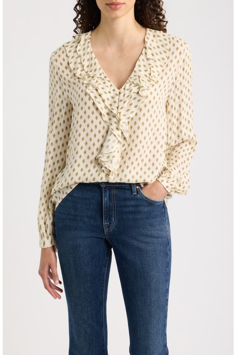 Donare Ruffle V-Neck Top, Main, color, WOOL WHITE