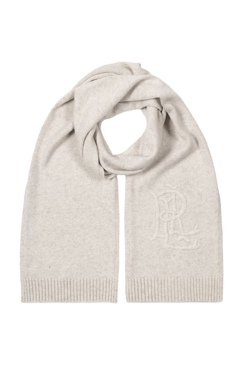 embroidered logo scarf, Main, color, oatmeal heather