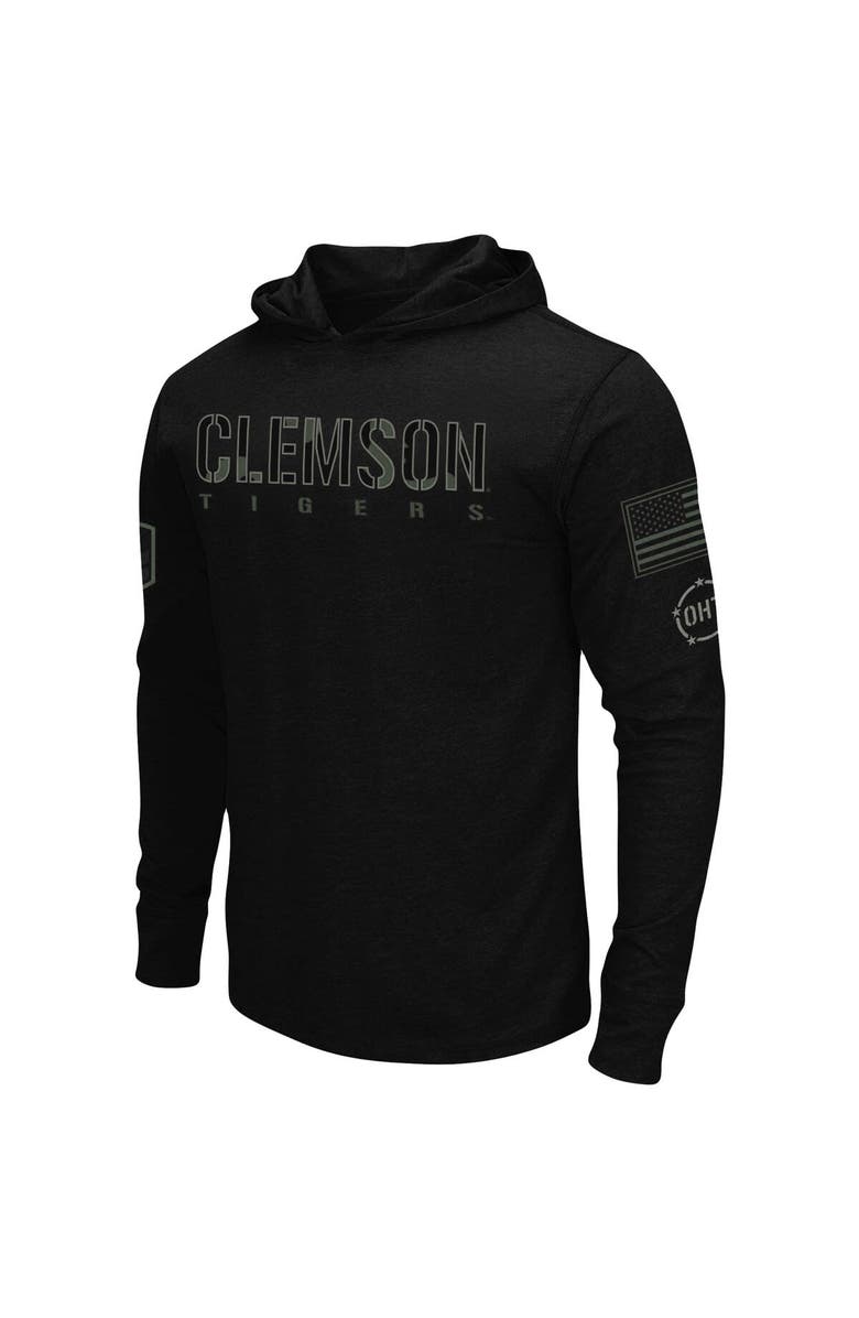 COLOSSEUM Men's Colosseum Black Clemson Tigers OHT Military Appreciation Hoodie Long Sleeve T-Shirt, Alternate, color, Black