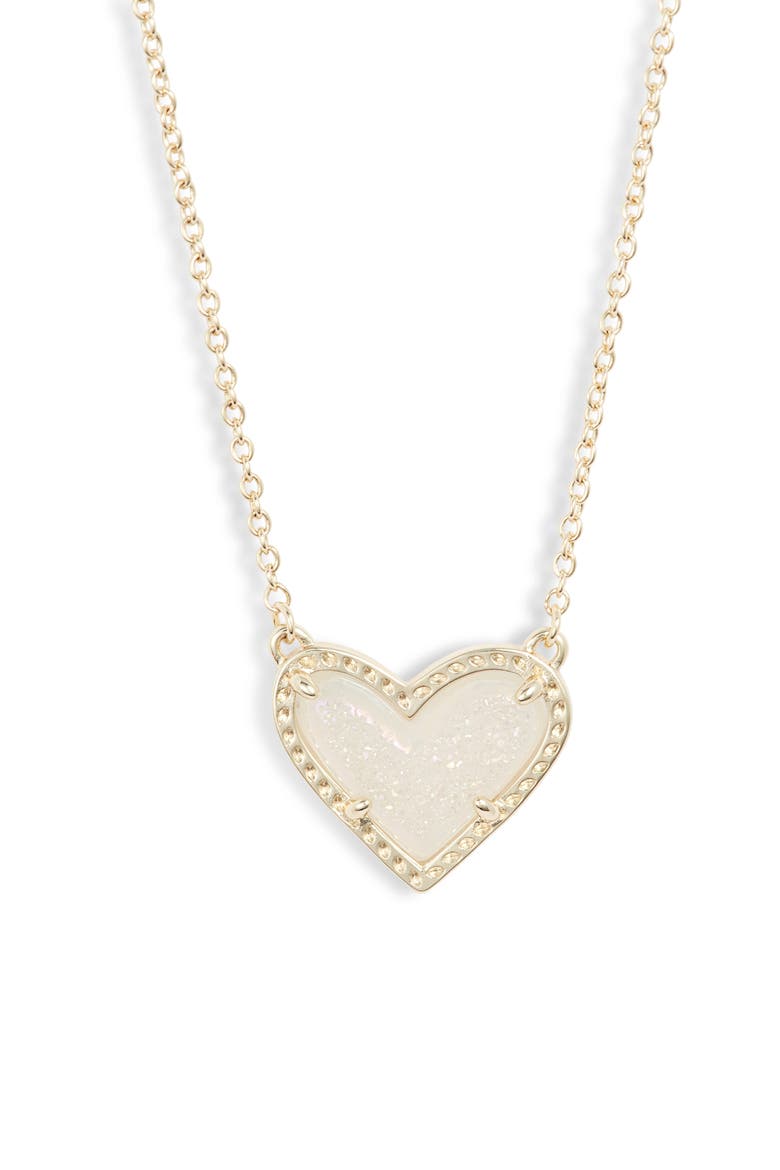 Ari Heart Pendant Necklace, Main, color, GOLD/ IRIDESCENT DRUSY