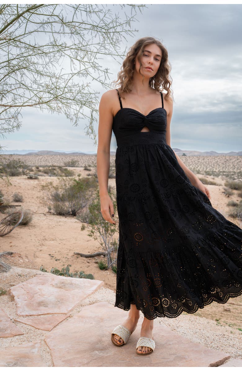 Change of Scenery Jillian Embroidered Eyelet Tiered Maxi Dress, Alternate, color, Black