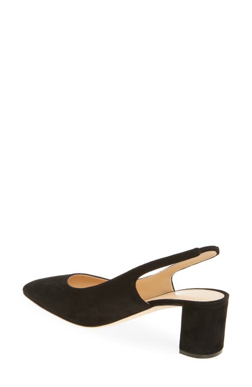 Ann Mashburn Block Heel Slingback Pump In Black Suede