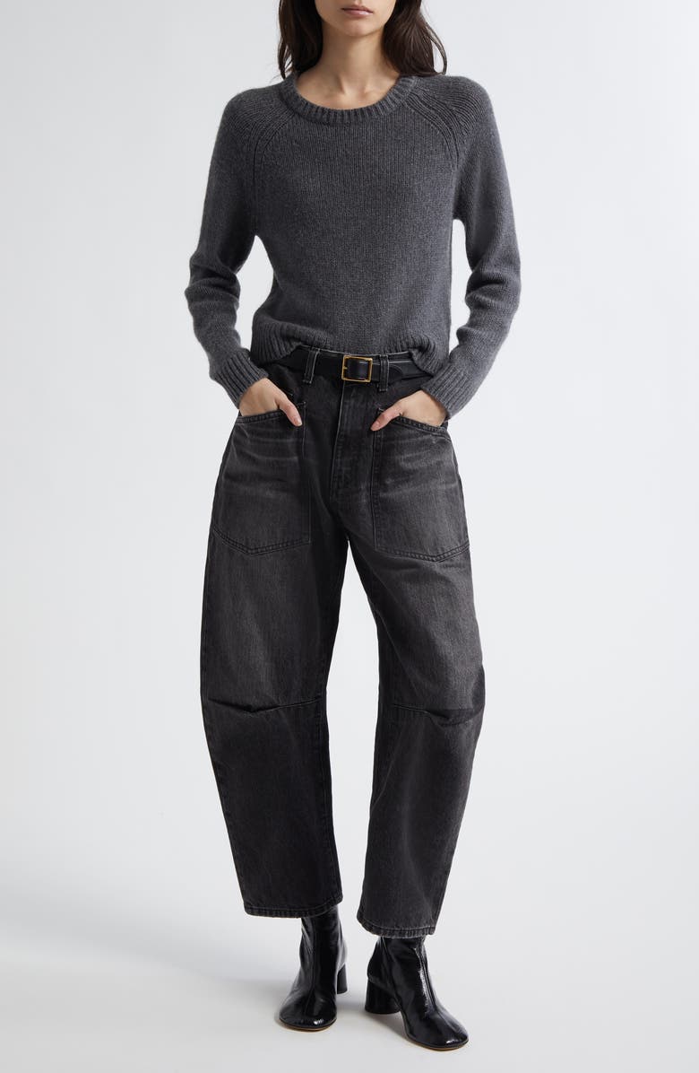 Nili Lotan Laurel Crewneck Cashmere & Virgin Wool Sweater, Alternate, color, Dark Charcoal