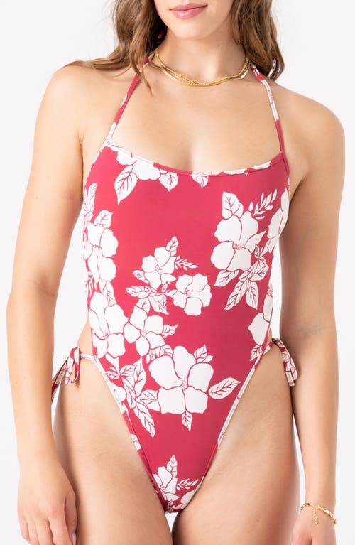 Roxy Hibiscus Hideaway One-piece Swimsuit In Red