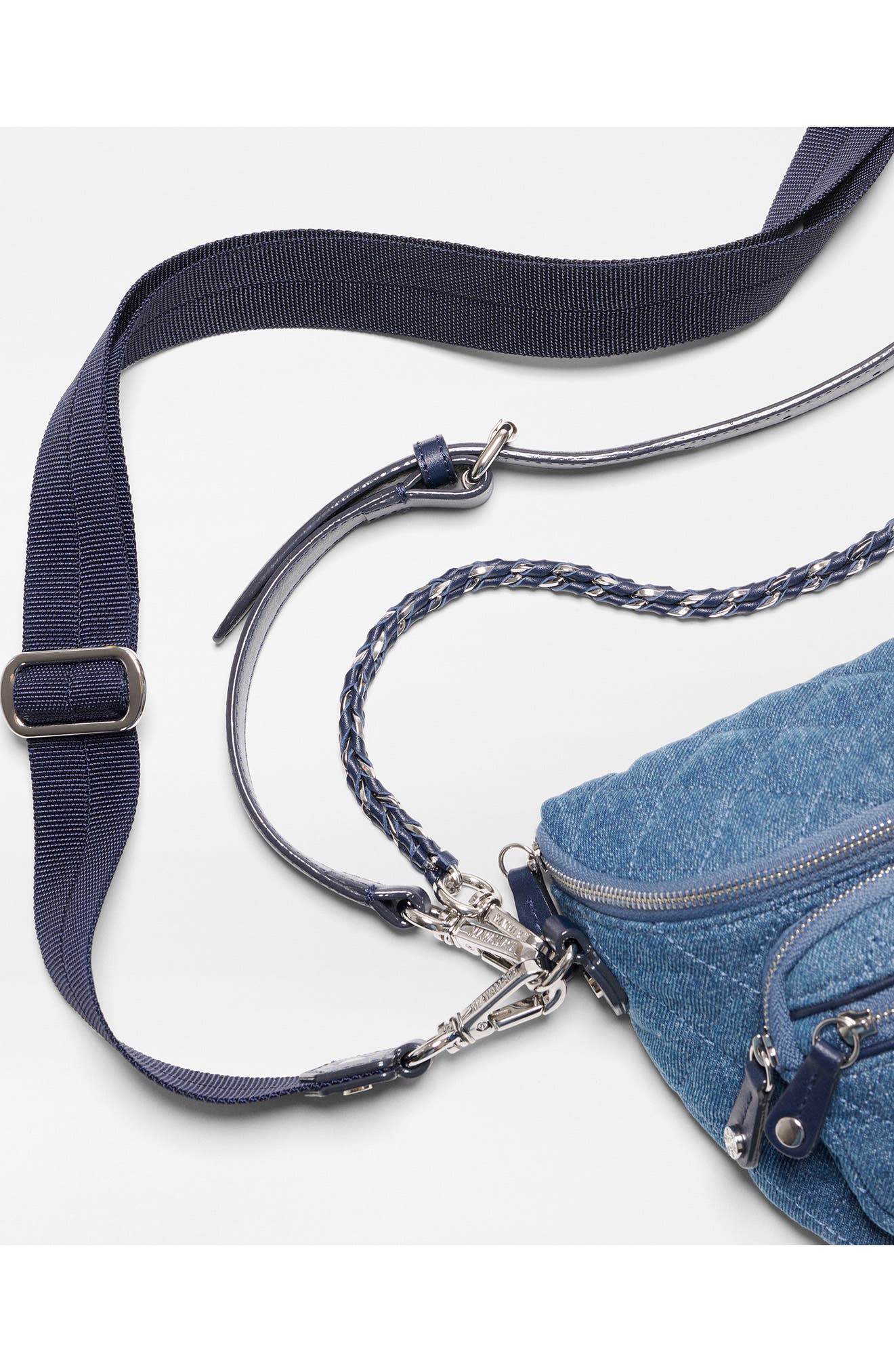 MZ Wallace Micro Crosby Diamond Quilted Nylon Sling Bag, Alternate, color, True Denim