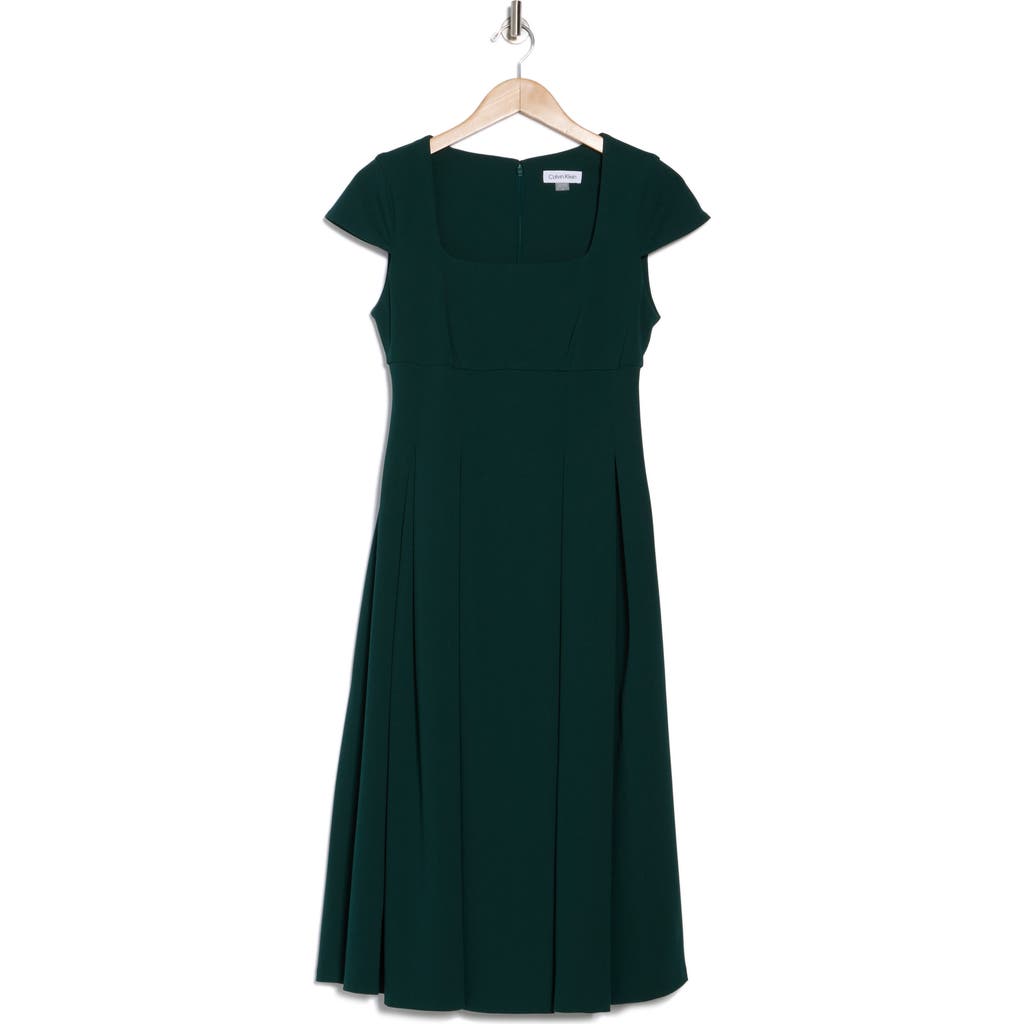 Shop Calvin Klein Short Sleeve Midi Fit & Flare Dress