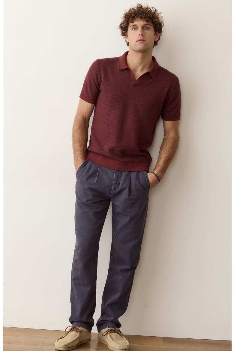 Liam Striped Cotton & Merino Wool Sweater Polo, Alternate, color, RED/ NAVY STRIPE