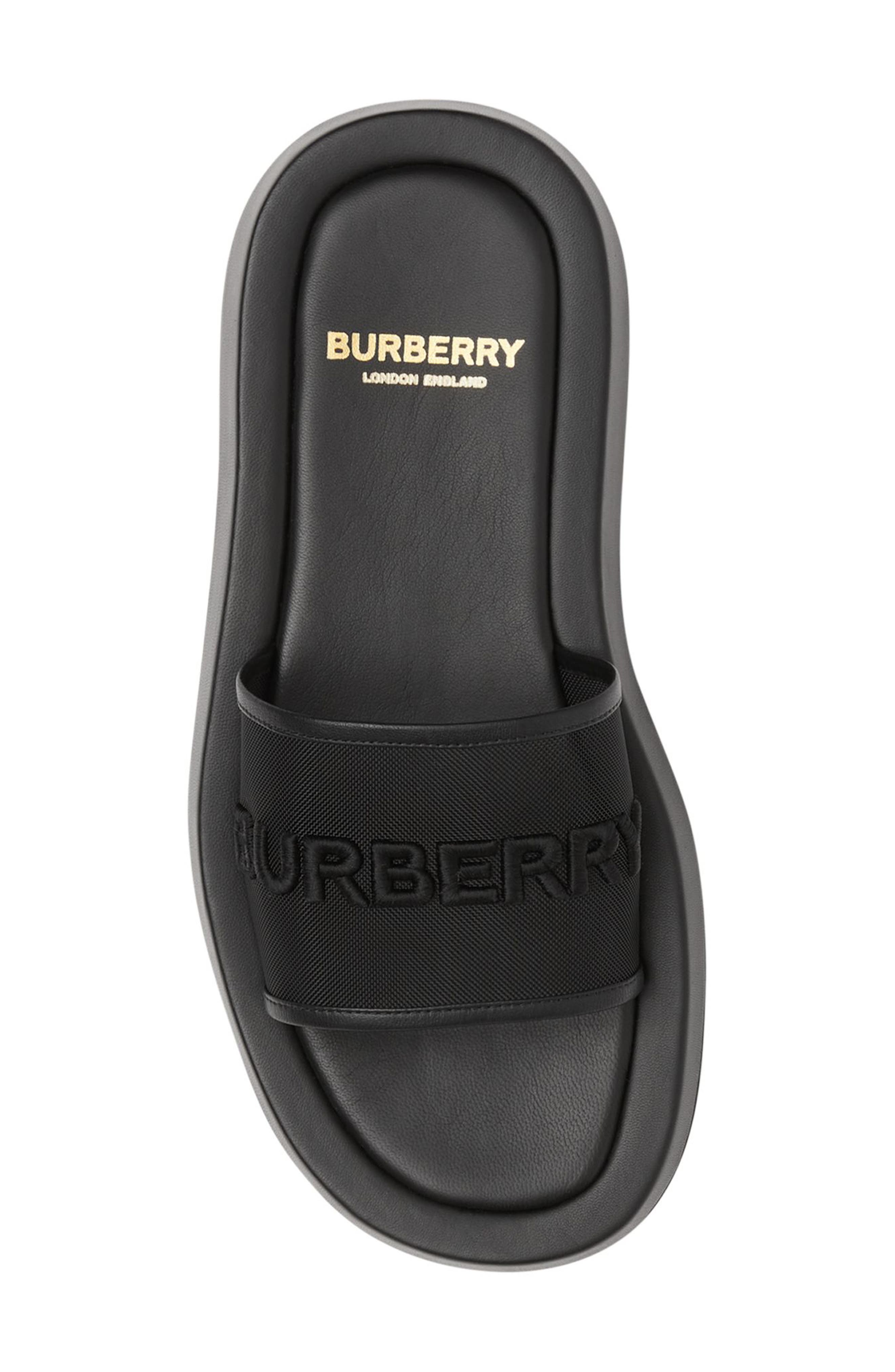 Burberry Buckingham Logo Mesh Platform Slide Sandal, Alternate, color, 