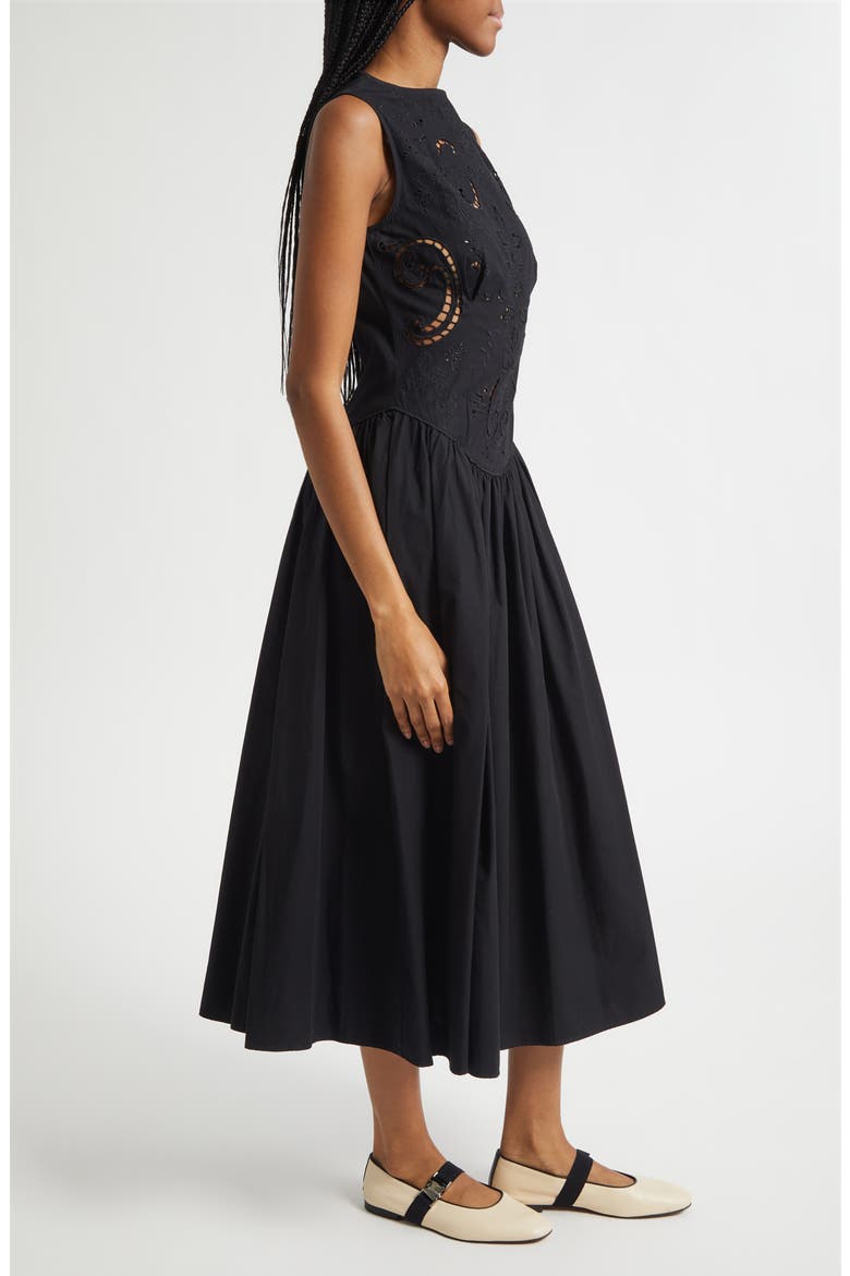 Embroidered Broderie Anglaise Midi Dress, Alternate, color, BRODERIE ANGLAISE
