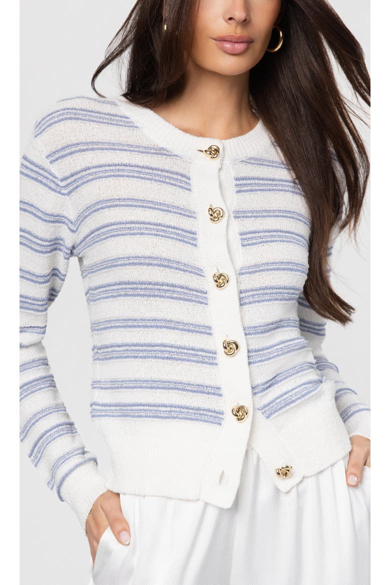 Laurel Stripe Cardigan, Alternate, color, White/Grey Blue