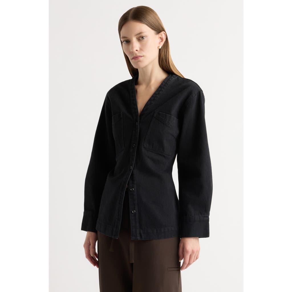 Modern Citizen Emmett Structured-sleeve Denim Jacket In Black