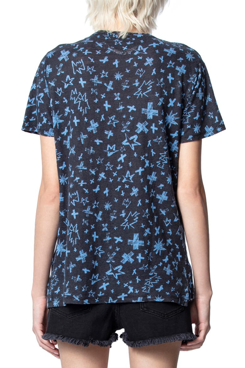 Aria Pastel Cross Linen T-Shirt, Alternate, color, BLEUET