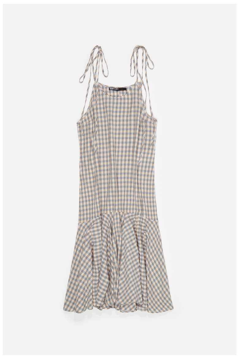 Light blue checked strappy dress, Alternate, color, LIGHT BLUE