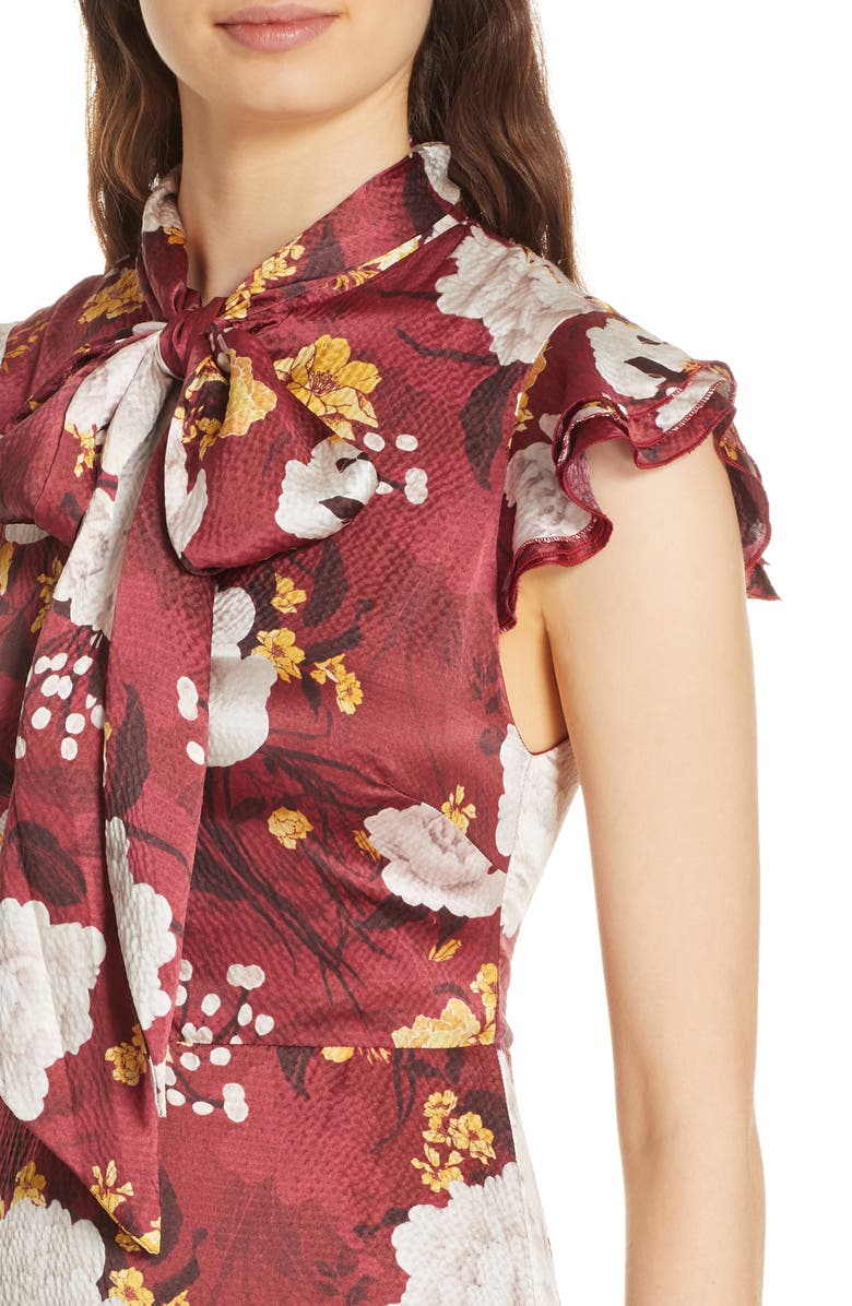 Alice + Olivia Lashay Tie Neck Silk Minidress, Alternate, color,