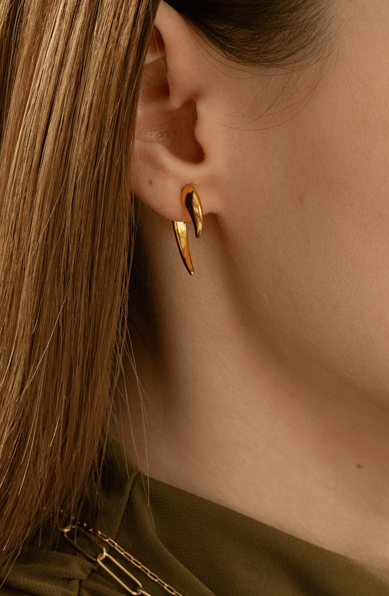 Bearfruit Jewelry 14k Gold Plated Johanna Open Hoop Earring Jacket Holiday Gift Idea, Alternate, color, Gold