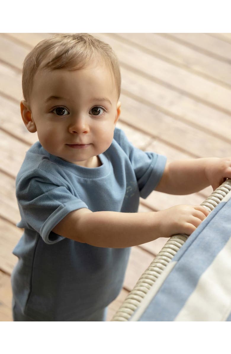 MiniMoi 2 Piece Baby and Toddler Stretch Cotton Tee and Shorts Set, Alternate, color, Blue Fog