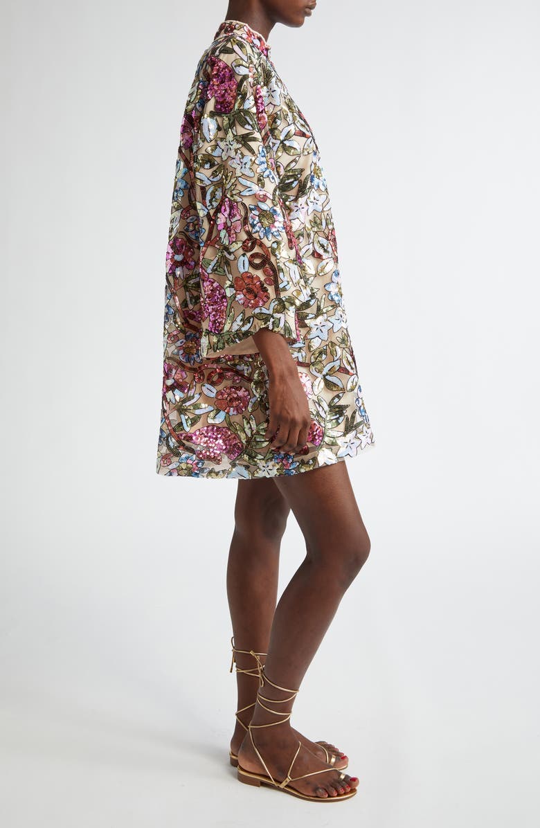 La Vie Style House Jewel Floral Sequin Caftan, Alternate, color, Multi Ivory/ Floral Print