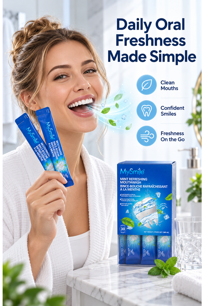 Travel-Friendly Alcohol-Free Mouthwash in Fresh Mint, Alternate, color, Blue