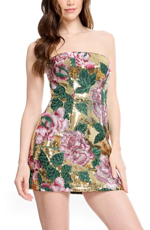 Dress The Population Scottie Sequin Floral Embroidered Minidress In Multi