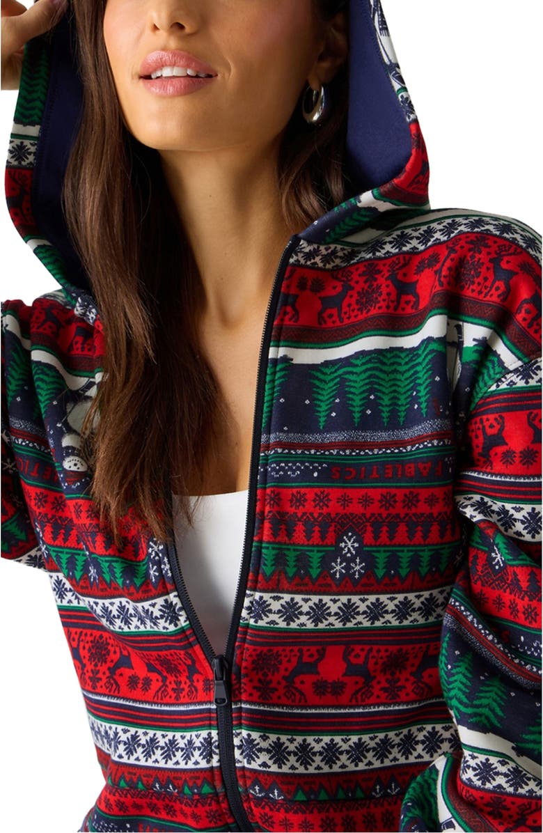 Fabletics Women's Cozy Fleece Hooded Jumpsuit, Alternate, color, Frosty Day Fairisle