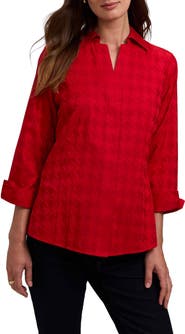 Foxcroft Taylor Houndstooth Jacquard Button-Up Shirt