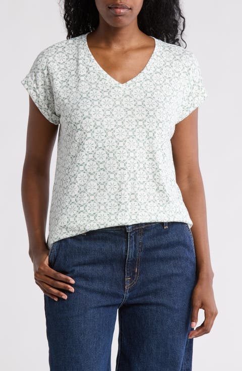 V-Neck Pleat Back T-Shirt