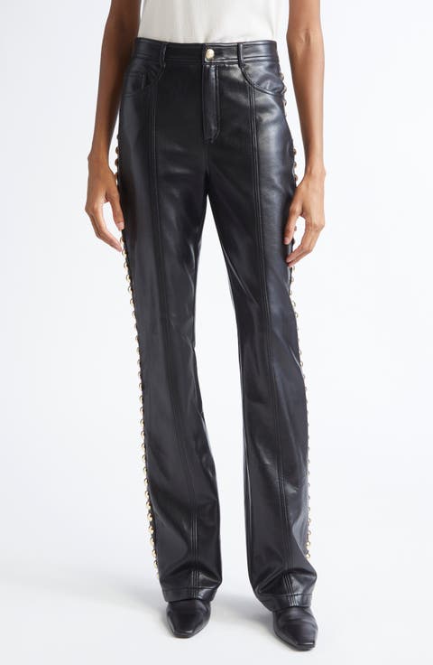 Shailene Stud Detail Faux Leather Pants