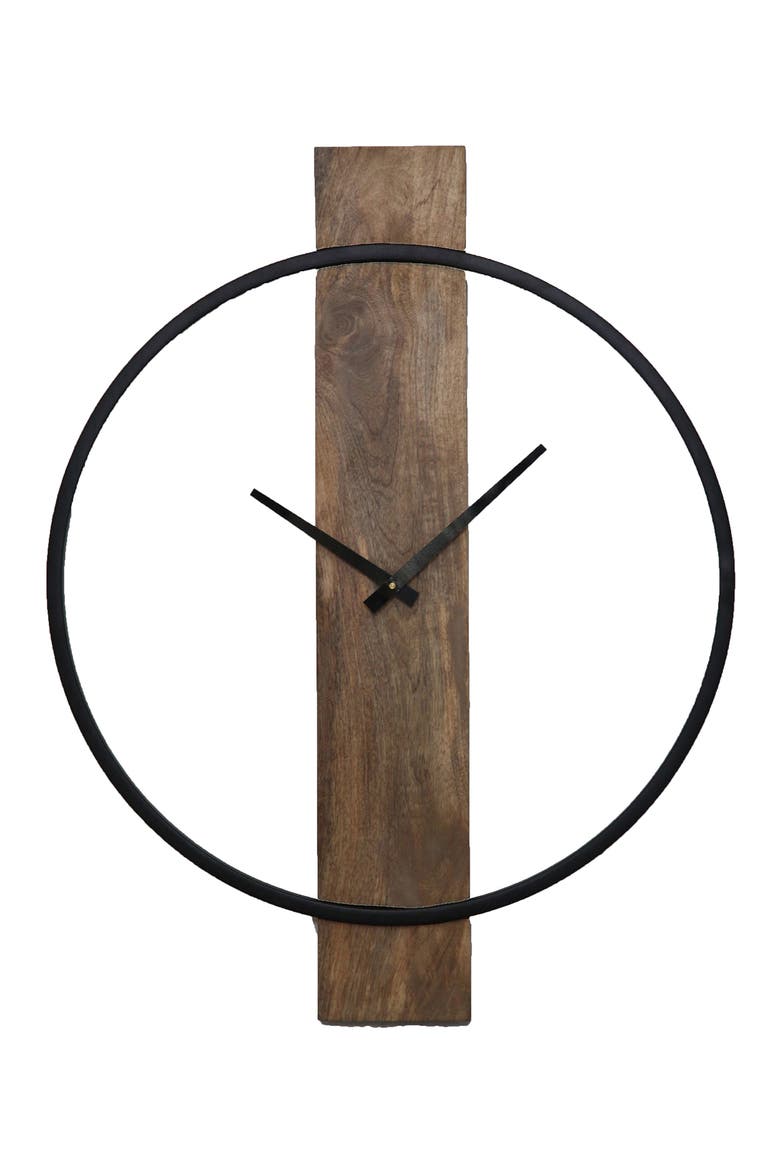 Pearl Wall Clock, Main, color, NATURAL WOOD BLACK
