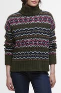 Barbour Helen Fair Isle Wool Blend Turtleneck Tunic Sweater