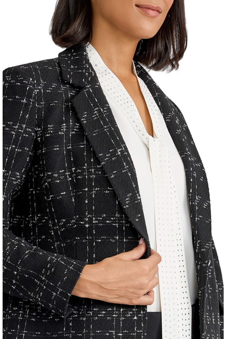 One-Button Plaid Blazer, Alternate, color, BLACK/ SILVER