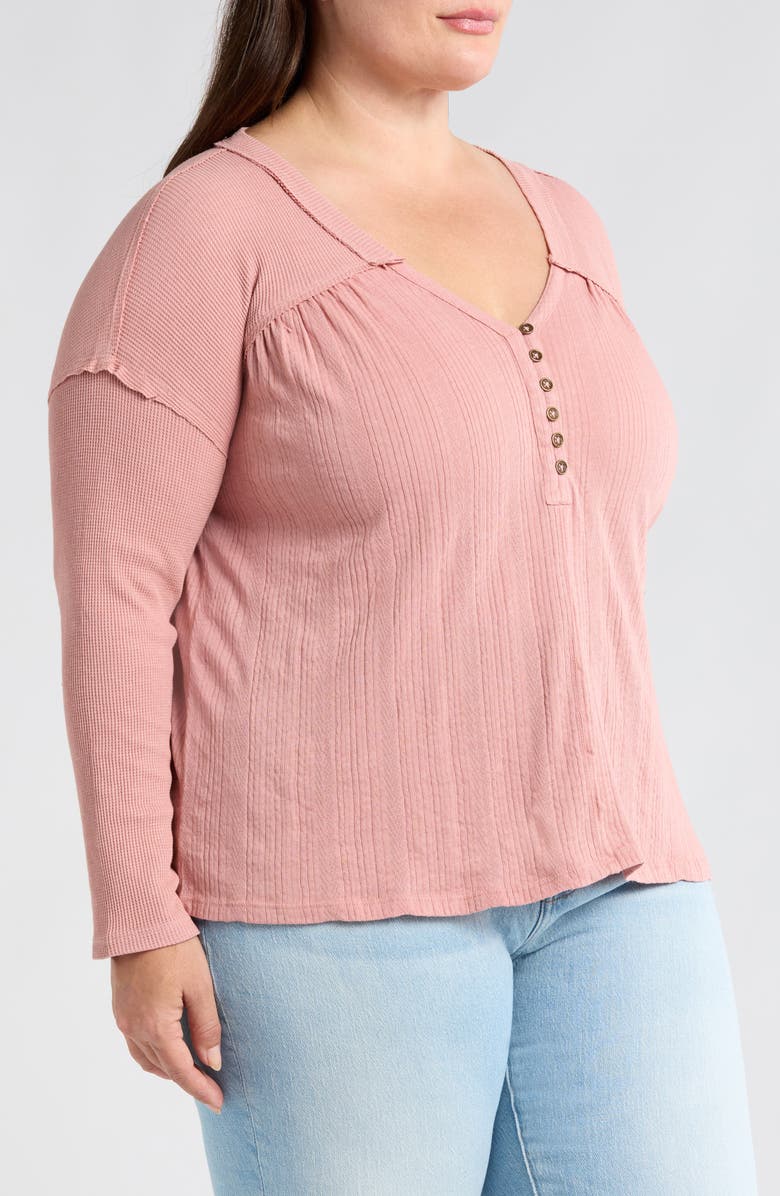 Lucky Brand Mixed Media Henley, Alternate, color, Ash Rose