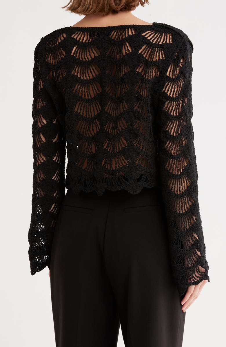 RDI Boat Neck Open Stitch Sweater, Alternate, color, Black