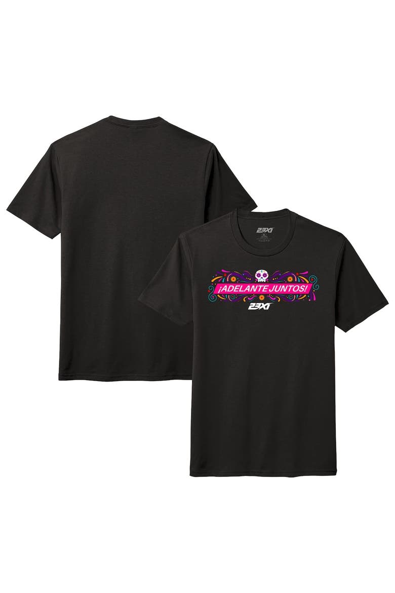 Men's 23XI Racing Black 23XI Racing Adelante Juntos Mexico City Race Tri-Blend T-Shirt, Main, color, Black