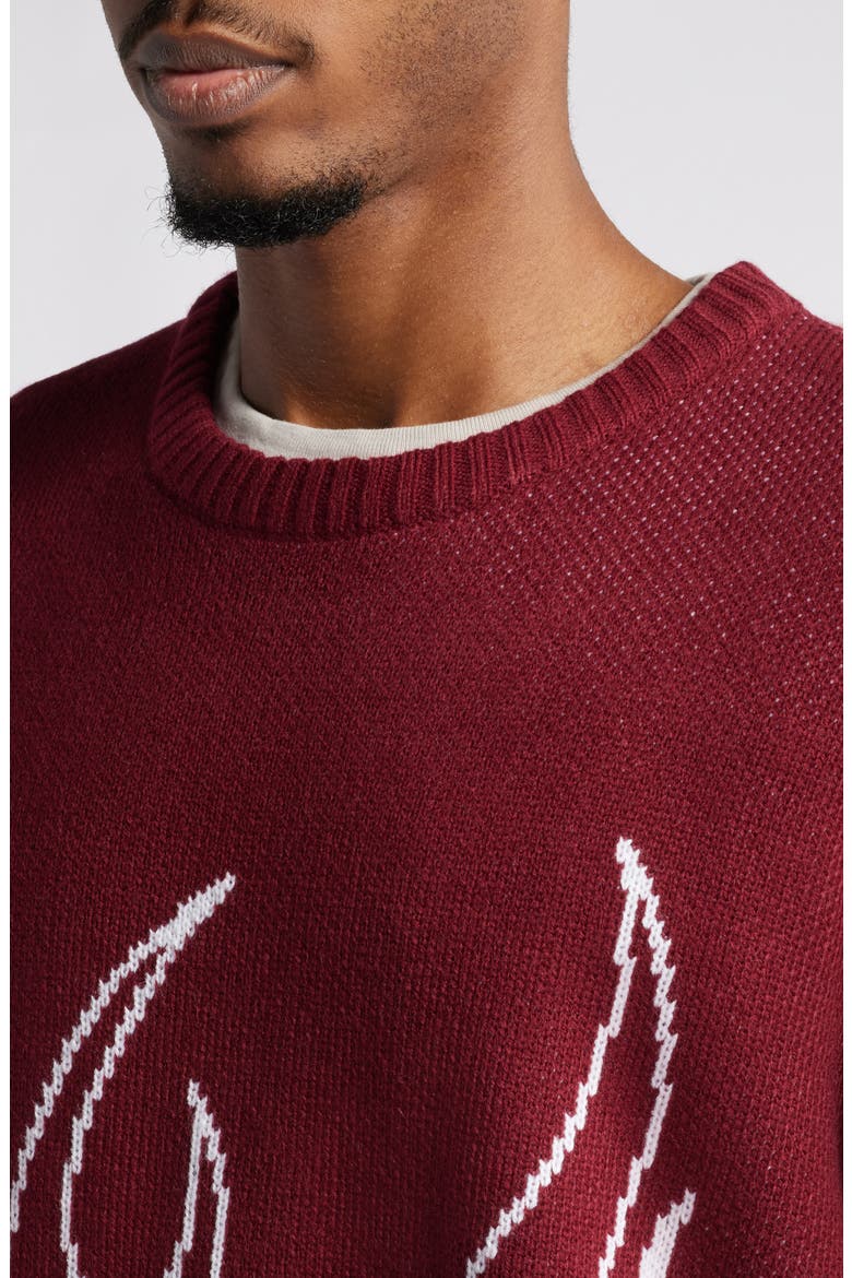 Hotline Crop Sweater, Alternate, color, BURGUNDY