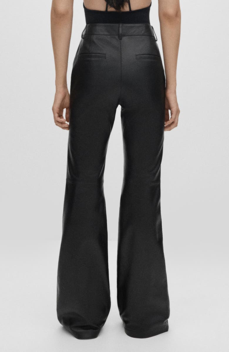 MANGO Leather Flare Leg Pants, Alternate, color, 