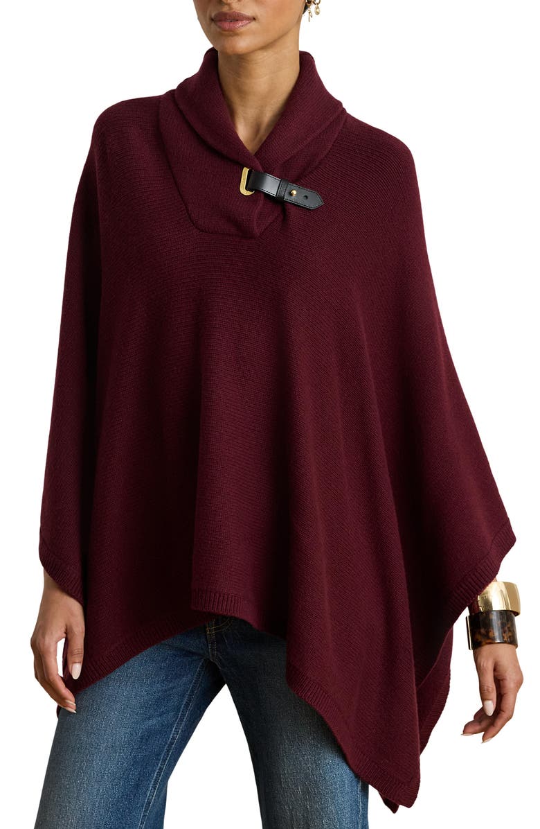 Lauren Ralph Lauren Wool Blend Cape, Main, color, Dark Garnet