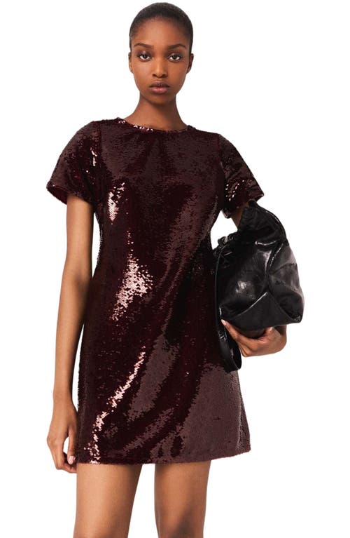Maje Sequin-embroidered Short Dress In Burgundy