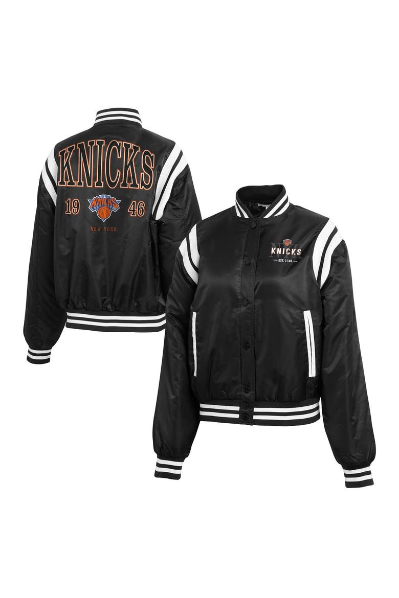 Women's WEAR by Erin Andrews  Black New York Knicks Full-Zip Bomber Jacket, Main, color, Black
