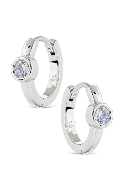 Crystal Drop Huggie Hoop Earrings
