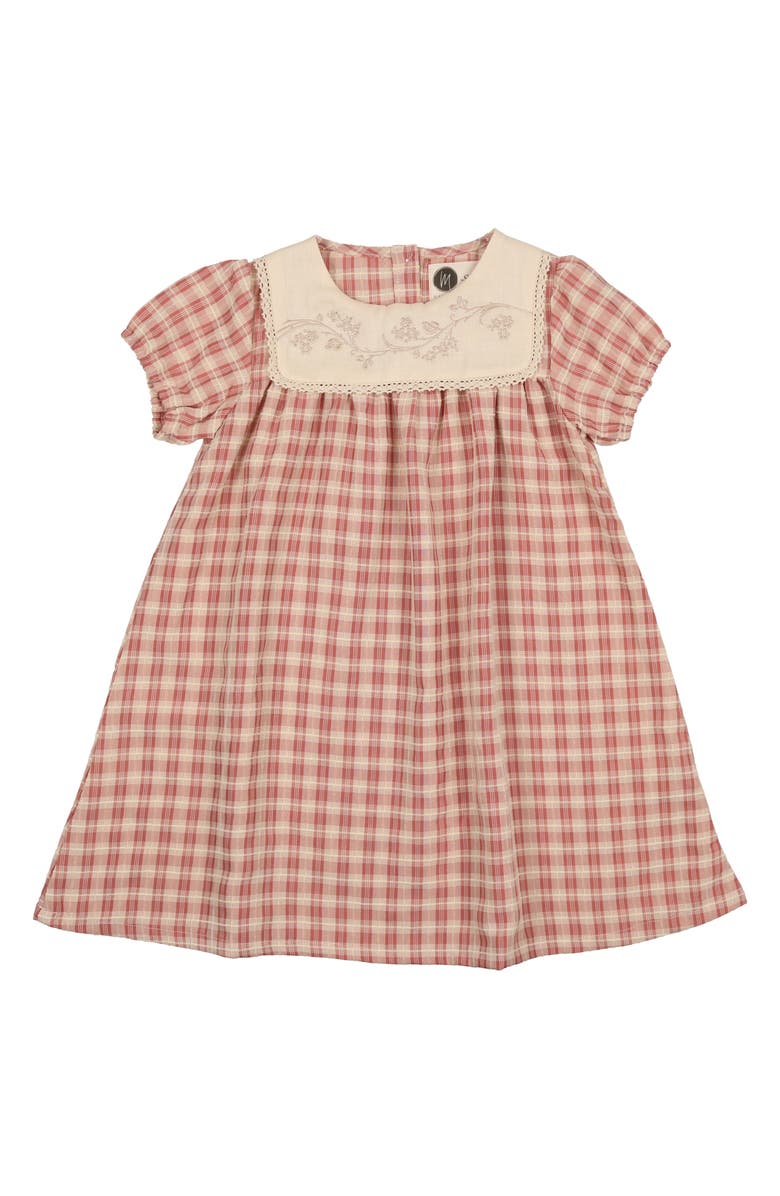 Manière Kids' Textured Plaid Stretch Cotton Dress, Main, color, 