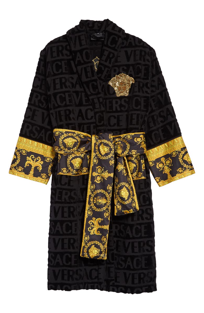 Versace Logomania Bath Robe, Alternate, color, 
