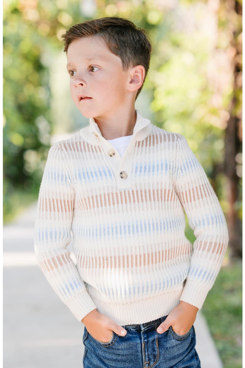 Kids' Organic Mock Neck Stripe Sweater, Alternate, color, Ombre Winter Stripe