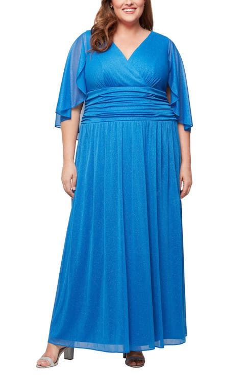 Shimmer Capelet Gown (Plus)