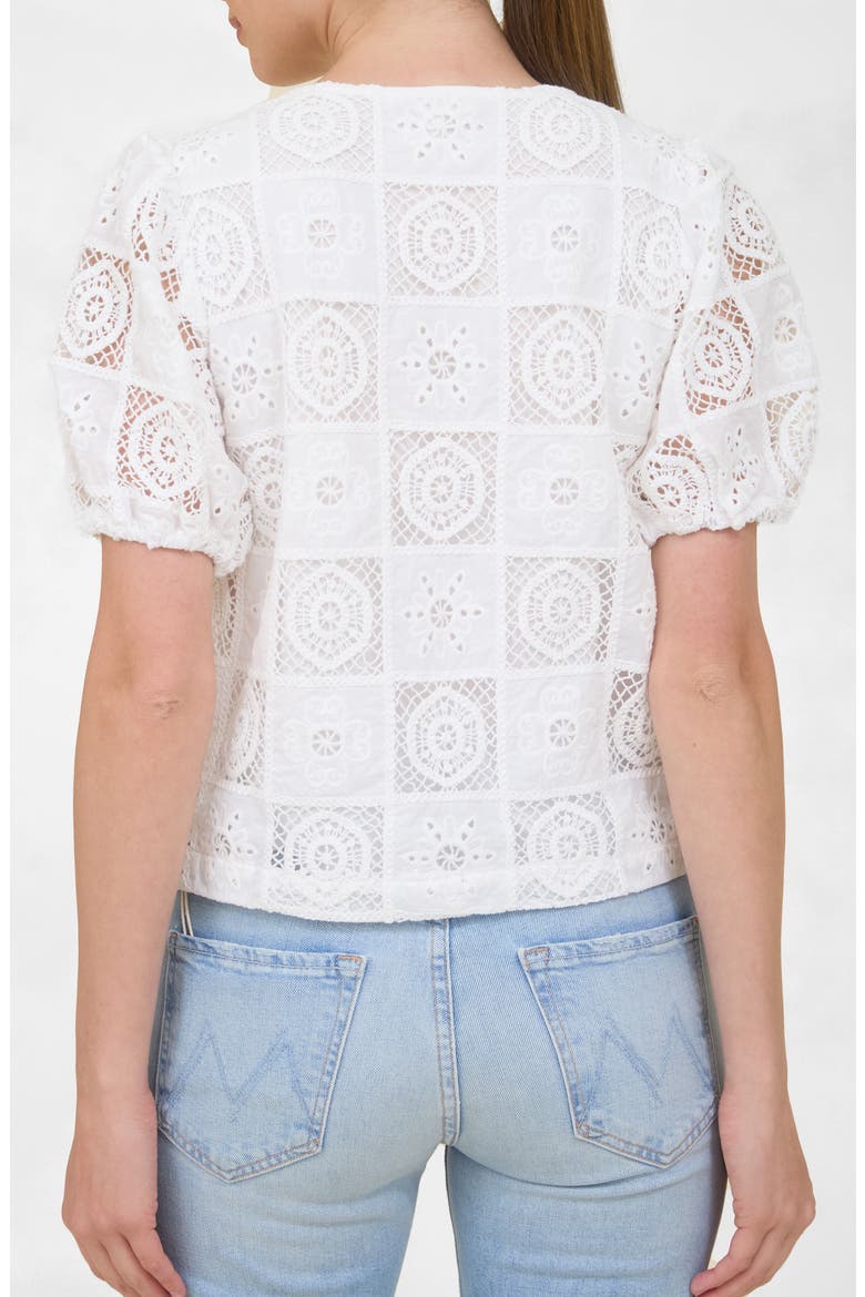 Embroidered Eyelet Button-Up Top, Alternate, color, IVORY