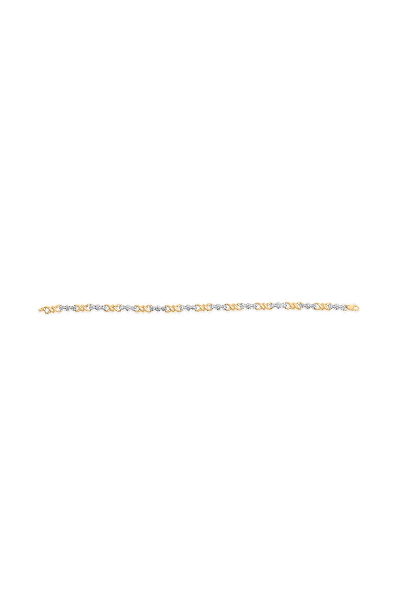 10k Yellow Gold 1/3 Cttw Diamond 3 Stone and X-Link Bracelet - 7.50" Inches, Alternate, color, Yellow