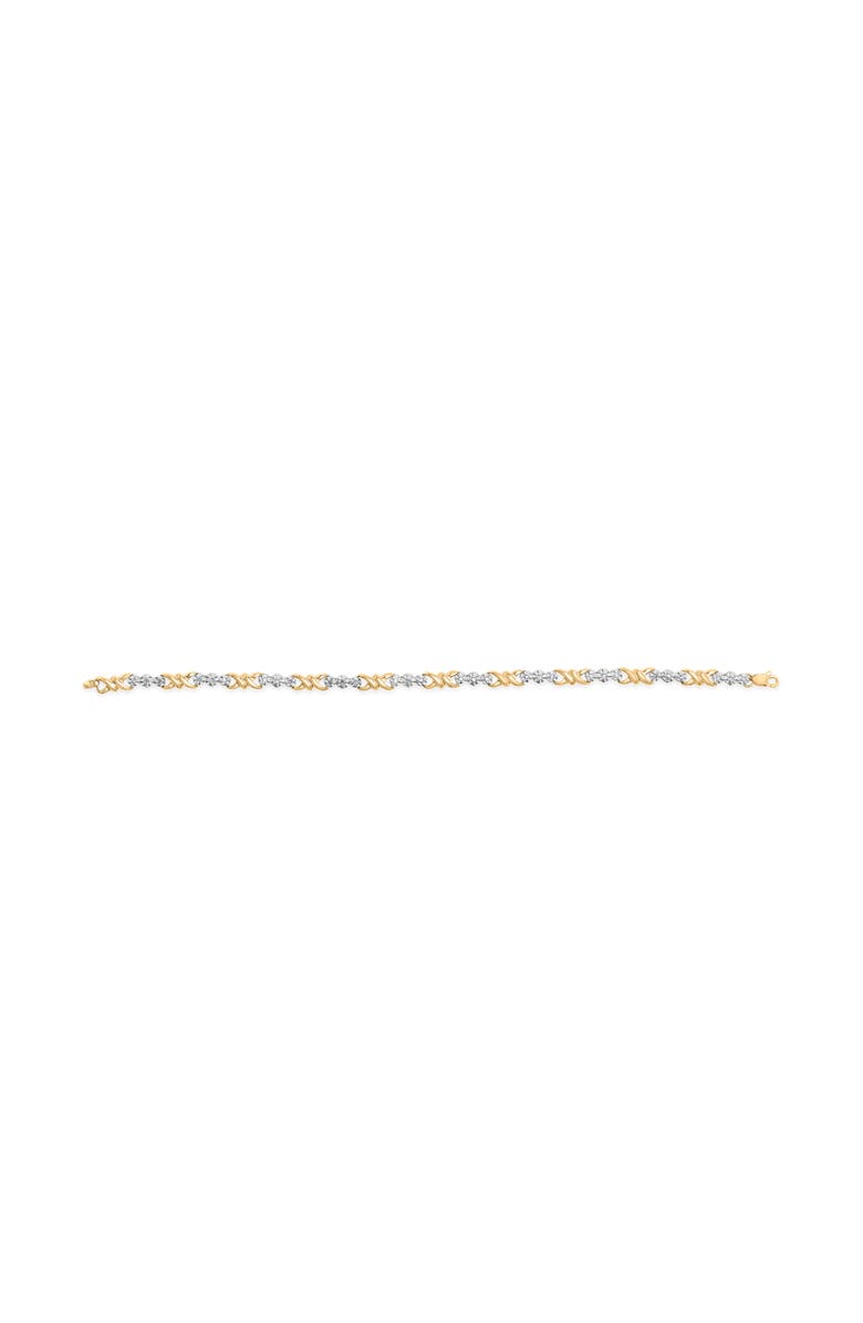 Haus of Brilliance 10k Yellow Gold 1/3 Cttw Diamond 3 Stone and X-Link Bracelet - 7.50" Inches, Alternate, color, Yellow