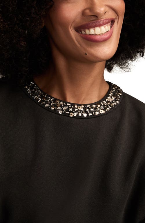 Lucky Brand Beaded Crewneck Sweatshirt In Black