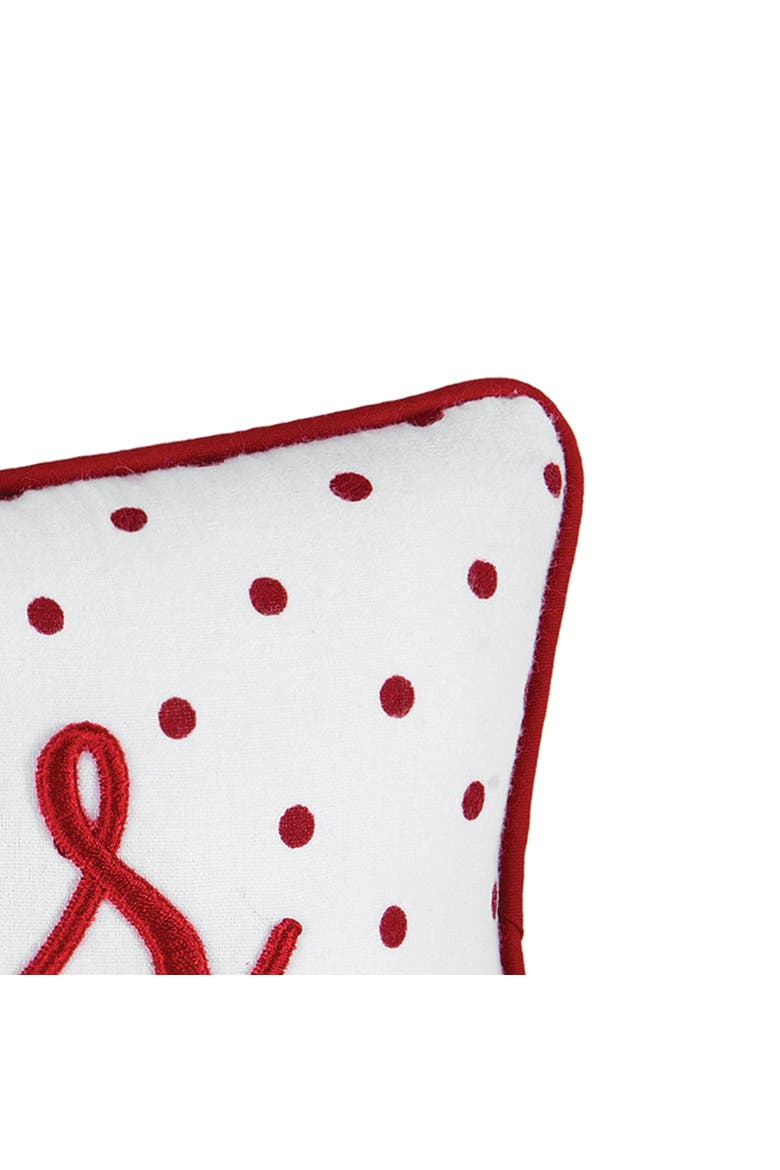 "Hugs" w/ Dots Mini Red Woven Valentine's Day Accent Pillow 6" x 12", Alternate, color, Red