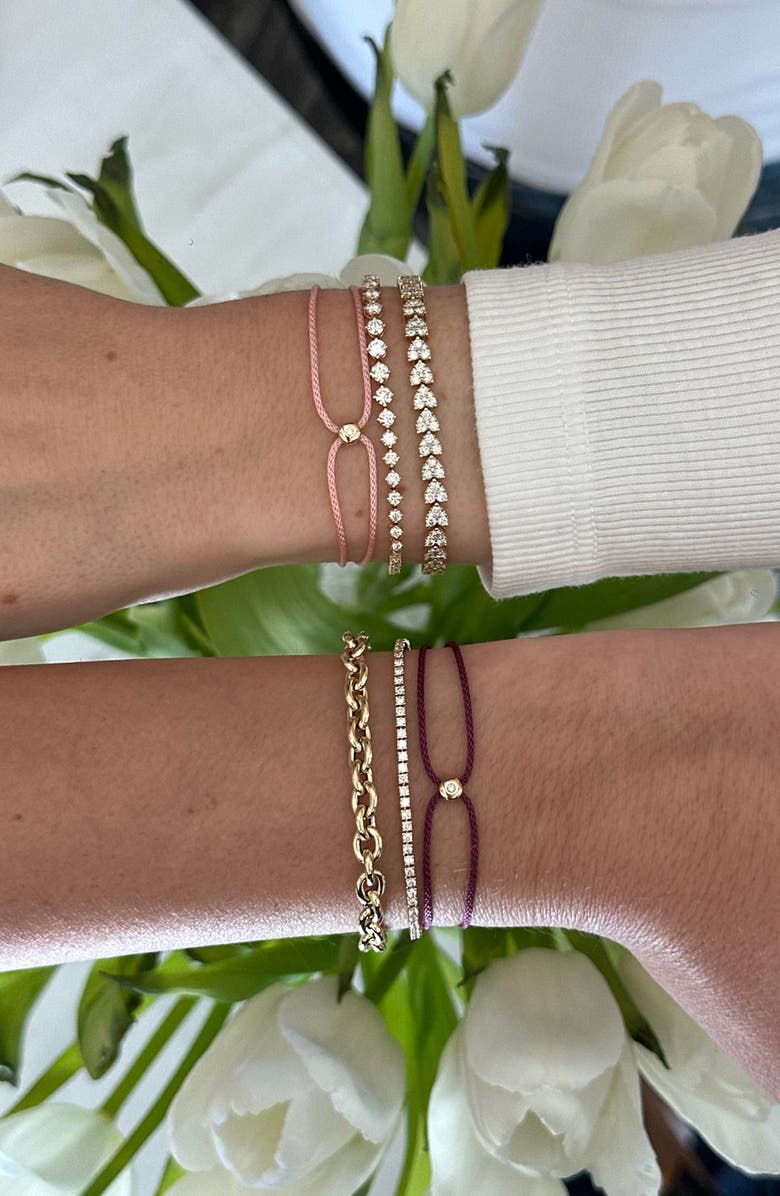 EF Collection Diamond Dot Cord Bracelet, Alternate, color, 14K Yellow Gold / Dark Green