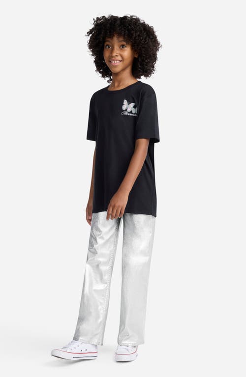Abercrombie Kids Kids' Shine High Rise Wide Leg Jeans In Silver